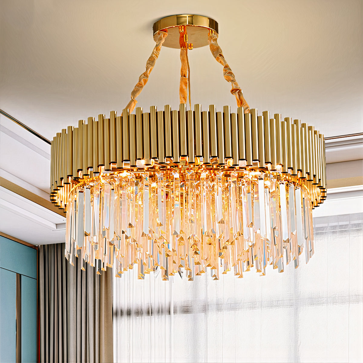 YLK Talis Luxury Gold Crystal Chandelier For Living Room Home Decor Ki ...