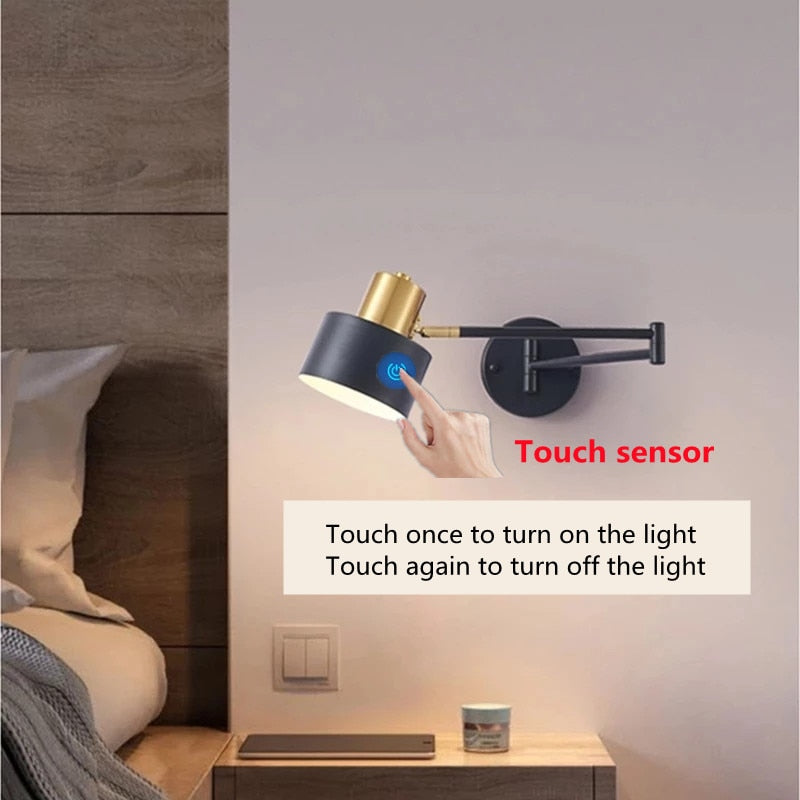 KIN Grace - Touch Sensor Wall Lights Adjustable Swing Long Arm - Warmly Lights