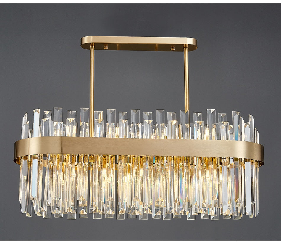 YLK Oval Design modern crystal chandelier luxury gold kitchen island ...