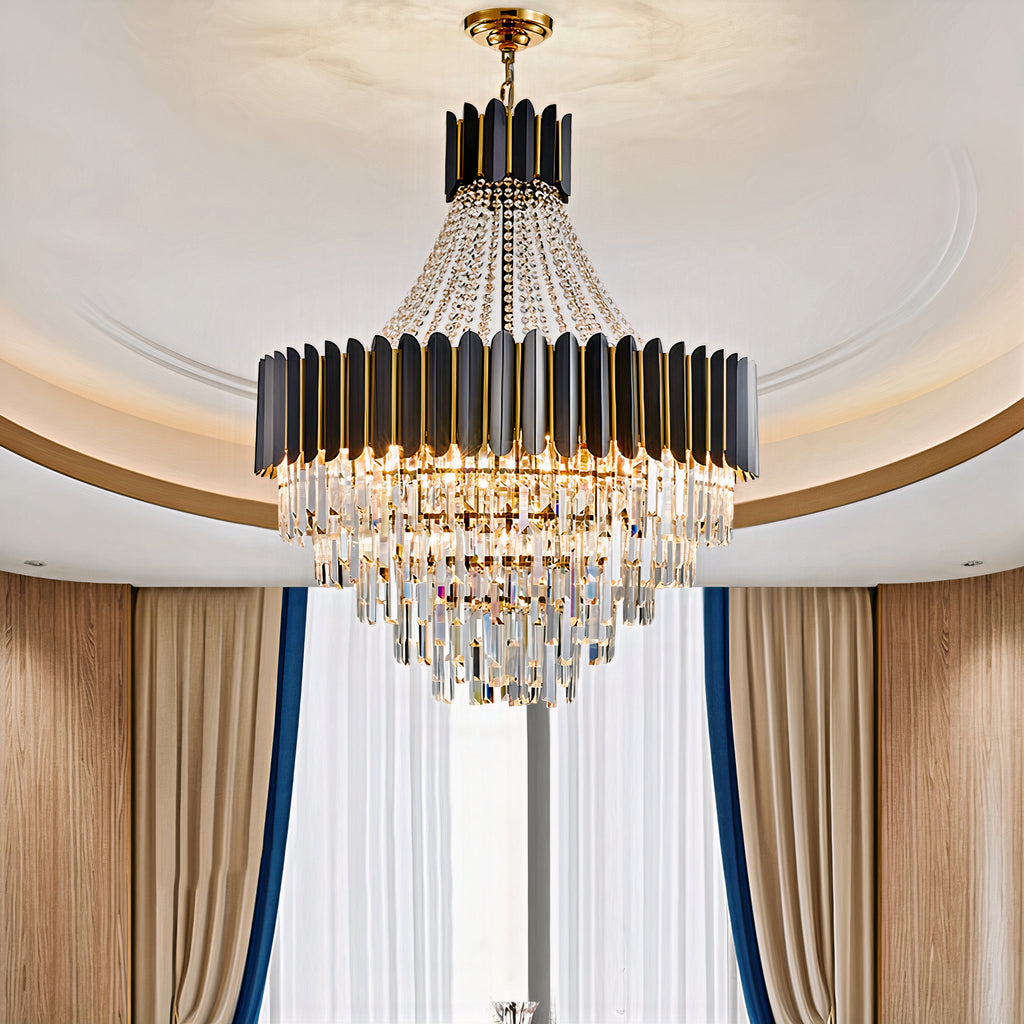 YLK Amigo Luxury modern crystal chandelier black loft chain light fixture - Warmly Lights