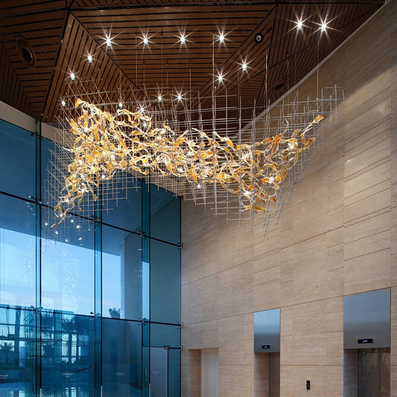 IIS Luxury Colored Glass Modern Big Chandelier - Warmly Lights