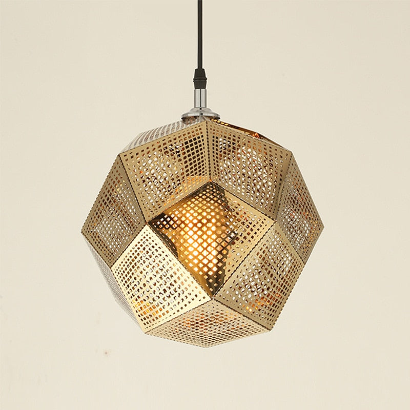 IIS Modern Industrial Plating Ball Pendant Lamp Gold/Silver Stainless Steel Art Geometry Net Lighting - Warmly Lights