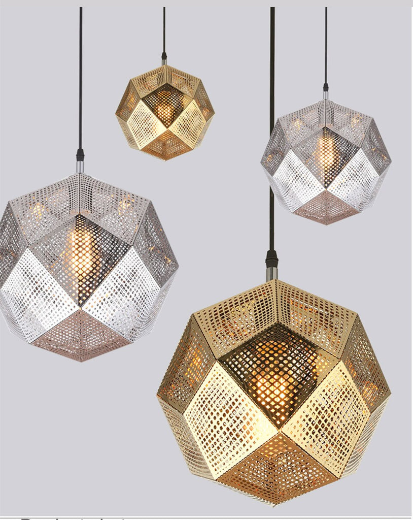 IIS Modern Industrial Plating Ball Pendant Lamp Gold/Silver Stainless Steel Art Geometry Net Lighting - Warmly Lights