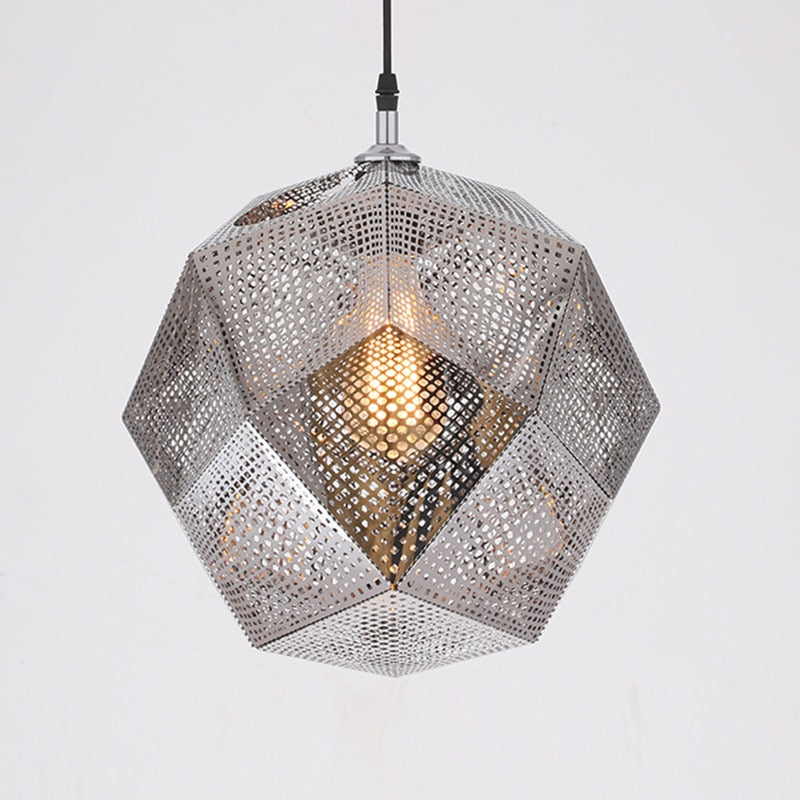 IIS Modern Industrial Plating Ball Pendant Lamp Gold/Silver Stainless Steel Art Geometry Net Lighting - Warmly Lights