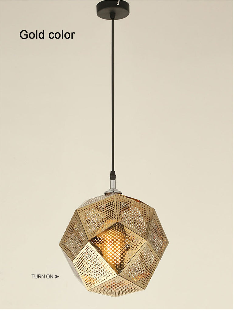 IIS Modern Industrial Plating Ball Pendant Lamp Gold/Silver Stainless Steel Art Geometry Net Lighting - Warmly Lights