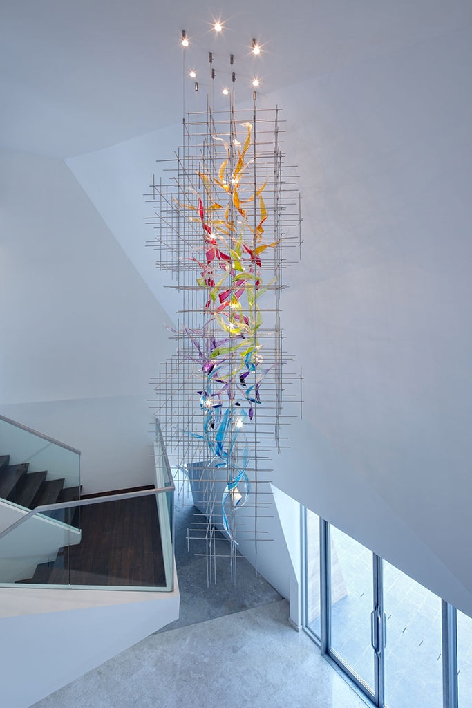 IIS Luxury Colored Glass Modern Big Chandelier - Warmly Lights