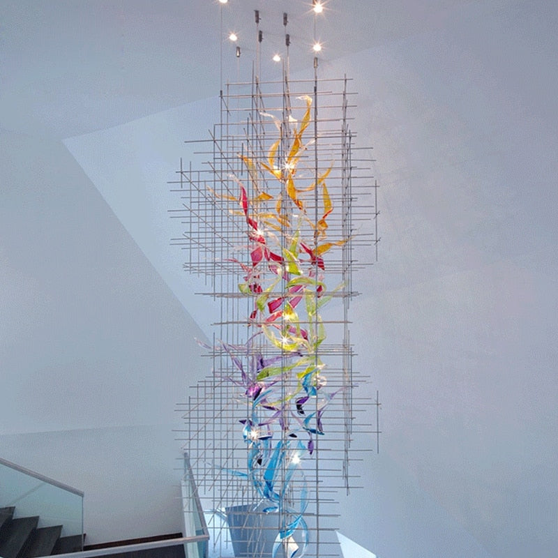 IIS Luxury Colored Glass Modern Big Chandelier - Warmly Lights