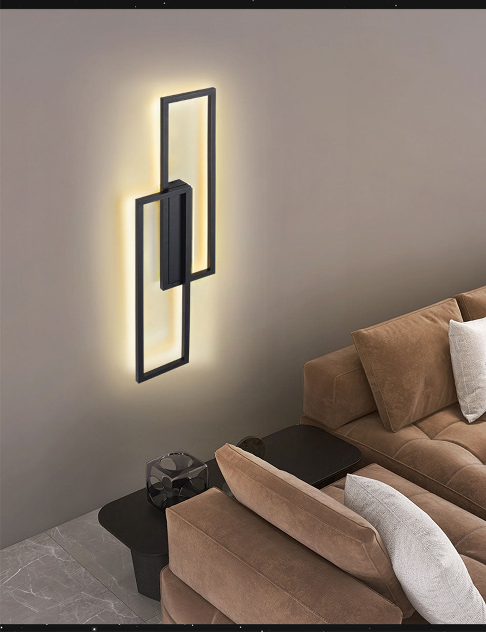 Rectangular Led Wall Sconce IIS LED Wall Sconces Black Rectangle Minimalist Wall Mounted Light ...