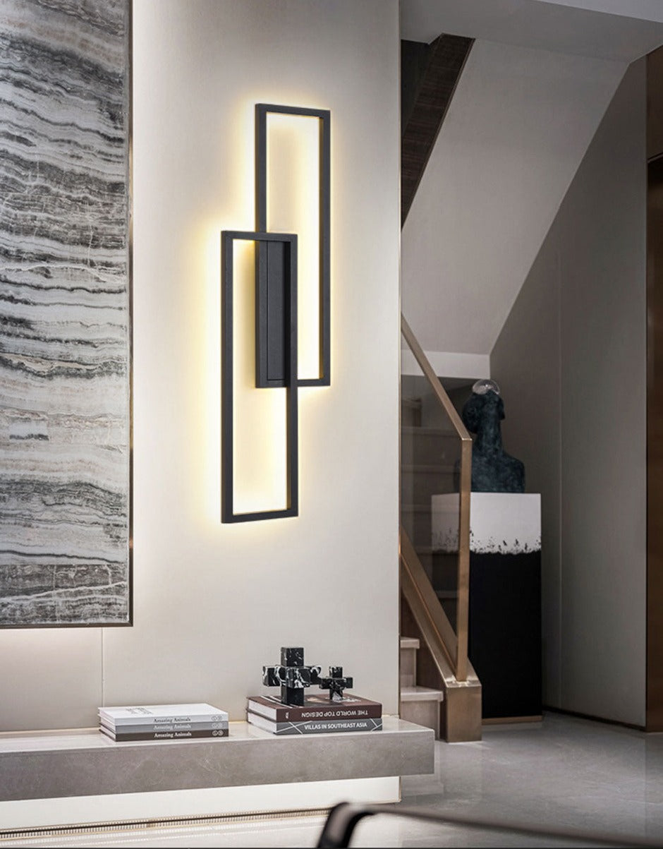 Rectangular Led Wall Sconce IIS LED Wall Sconces Black Rectangle Minimalist Wall Mounted Light ...