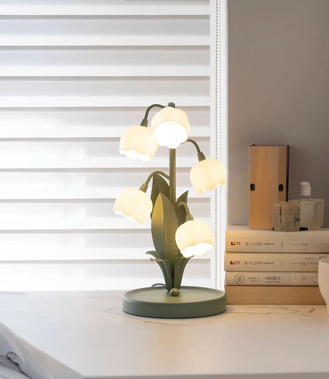 lily of the valley flower lamp French Rural Retro Green PC Lily-Valley Flower Plant Table Lighting