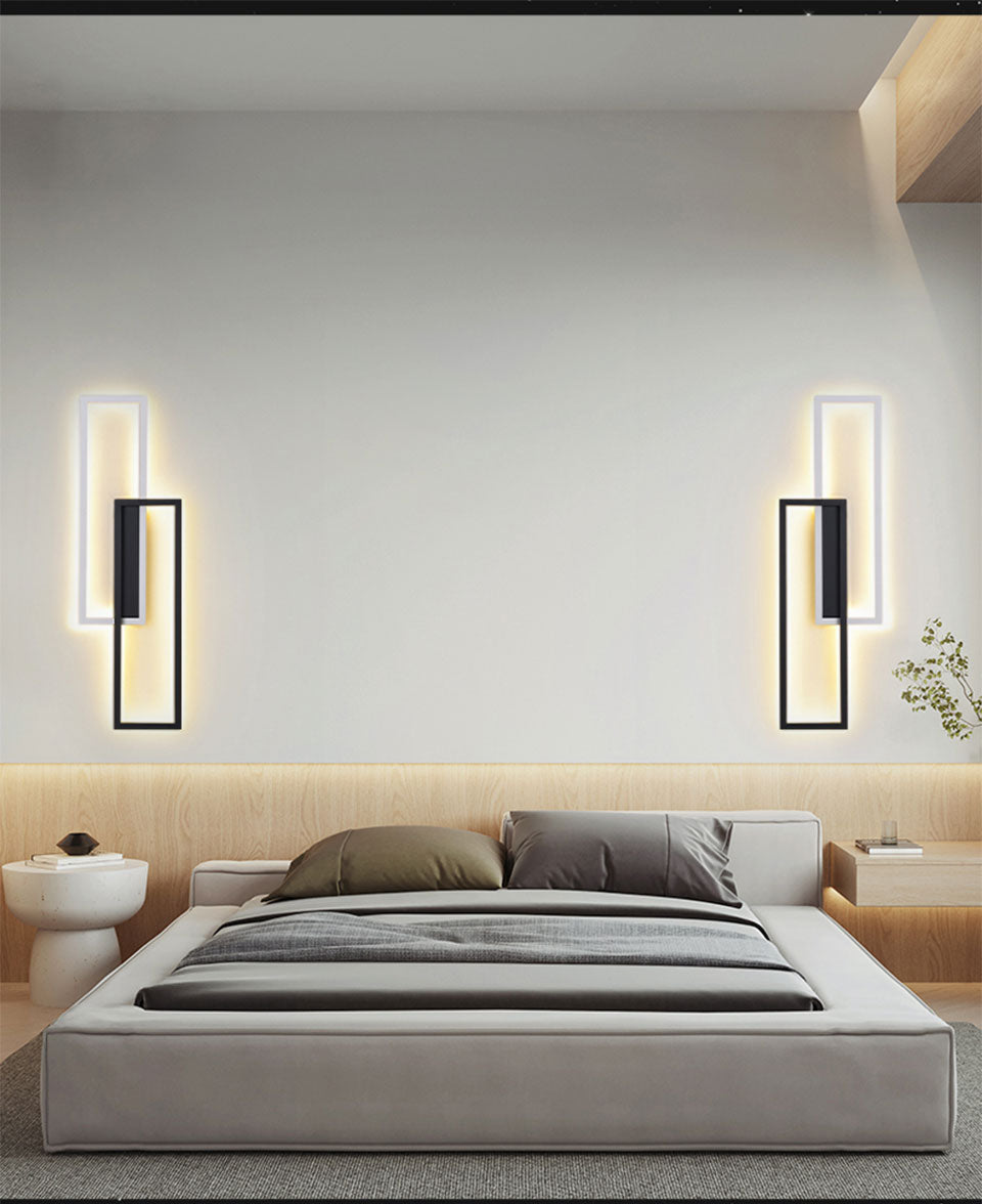 Rectangular Led Wall Sconce IIS LED Wall Sconces Black Rectangle Minimalist Wall Mounted Light ...
