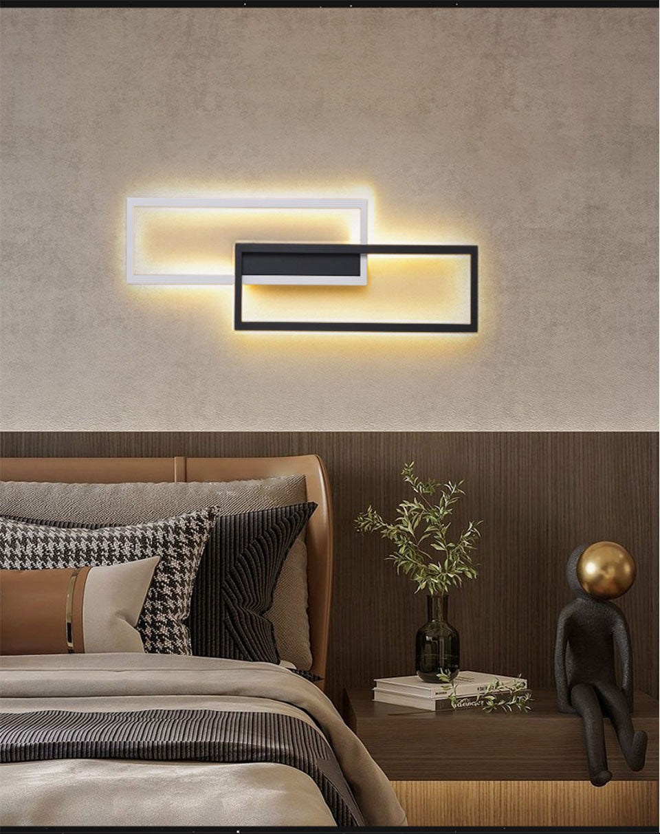 Rectangular Led Wall Sconce IIS LED Wall Sconces Black Rectangle Minimalist Wall Mounted Light ...