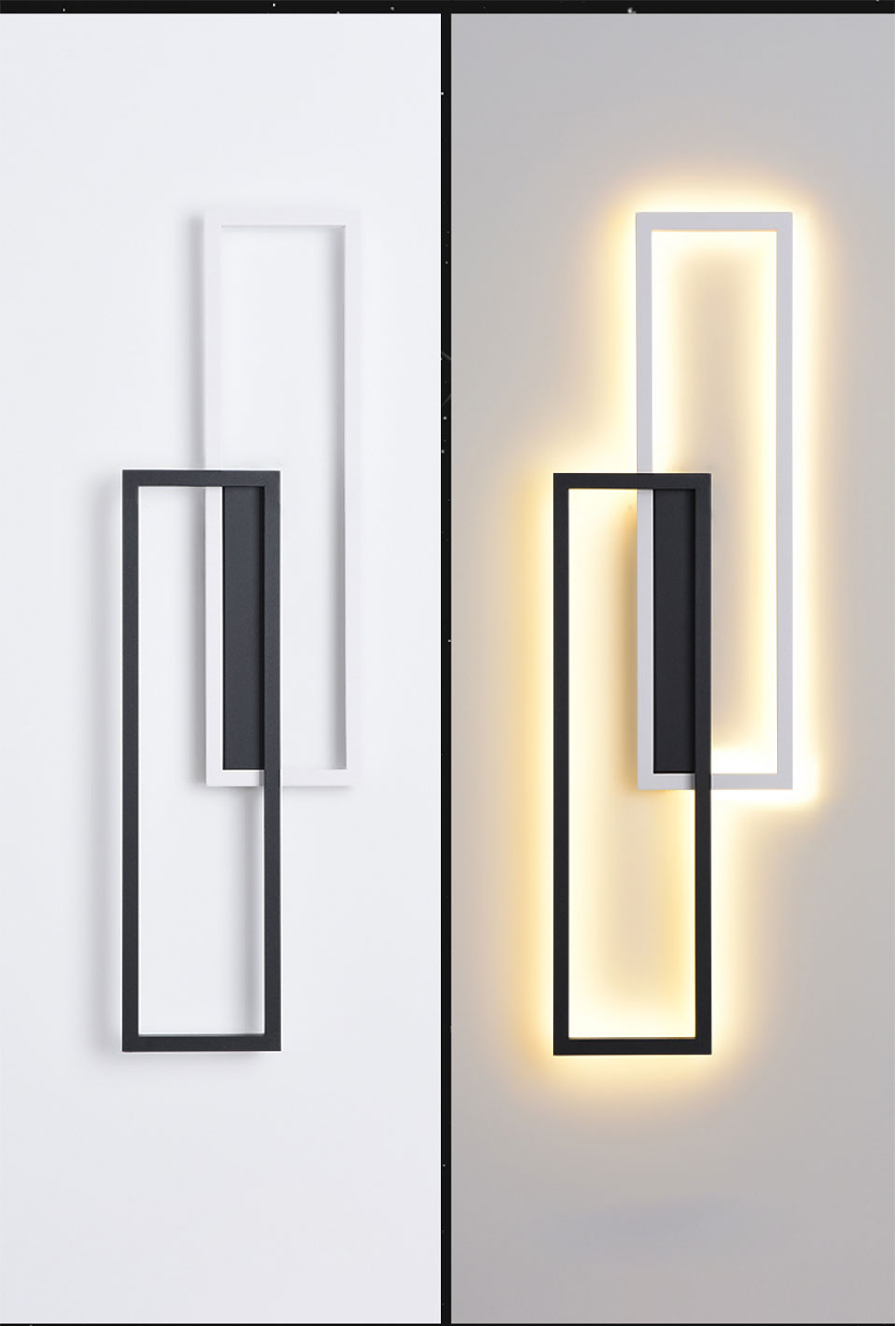 Rectangular Led Wall Sconce IIS LED Wall Sconces Black Rectangle Minimalist Wall Mounted Light ...
