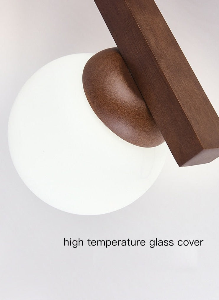 Wennie - Wood Glass Ball LED Chandelier - Warmly Lights