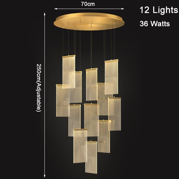 YLK The Plate - Modern led chandelier for staircase long villa hall hang light - Warmly Lights
