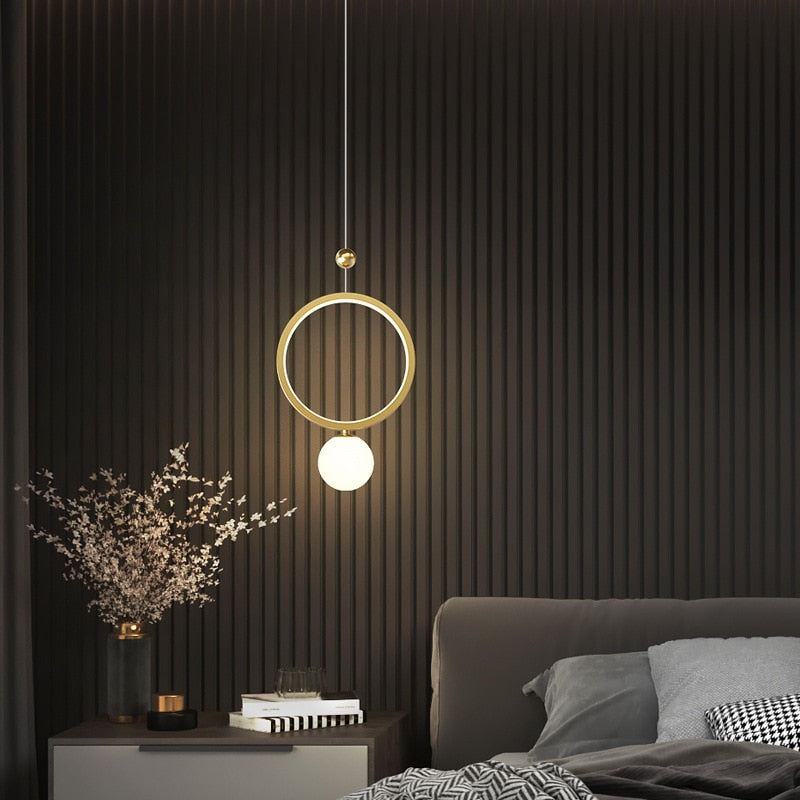 Marry - Luxury Bedside Ring Gold Pendant Light - Warmly Lights