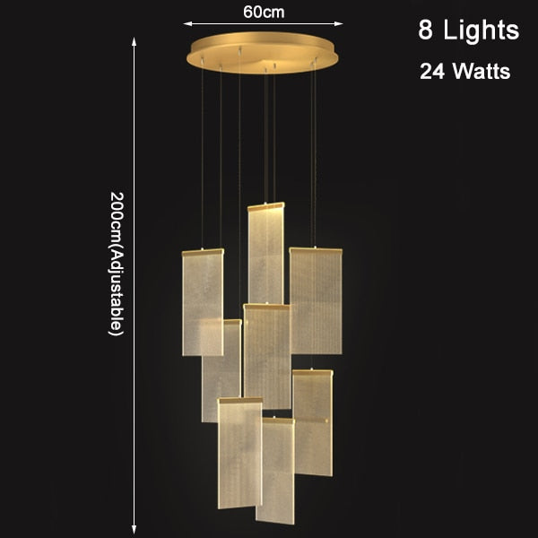 YLK The Plate - Modern led chandelier for staircase long villa hall hang light - Warmly Lights