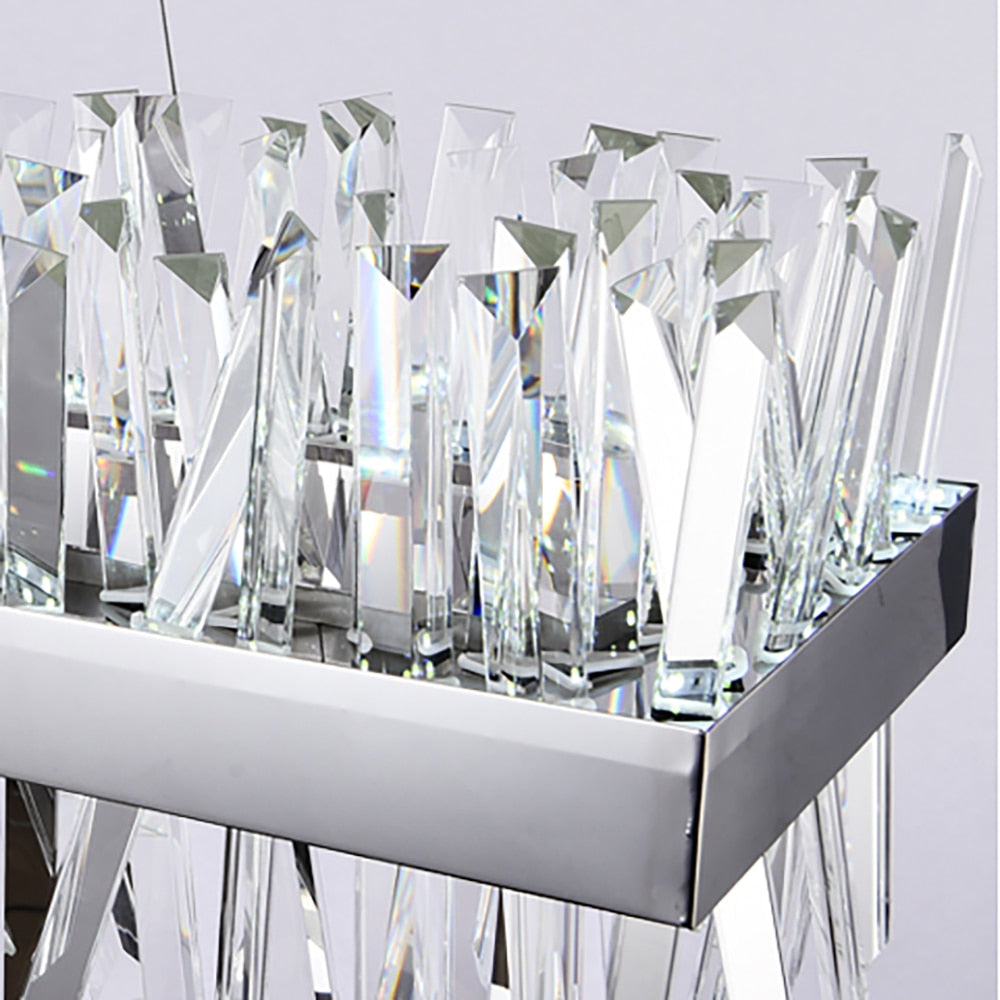 YLK Modern Crystal Chandelier For Dining Room Rectangle Design - Warmly Lights