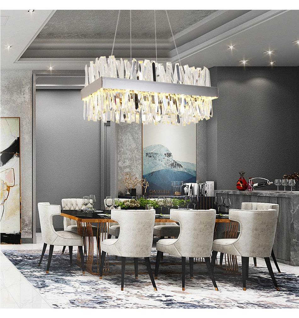 Modern Dining Room Rectangular Light Modern Rectangle Gold Chandelier