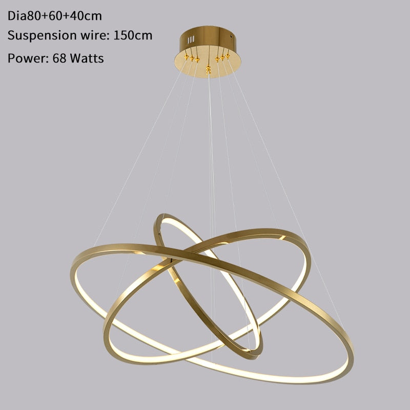 YLK Salong - Modern ring led chandelier for staircase luxury living room gold hanging - Warmly Lights