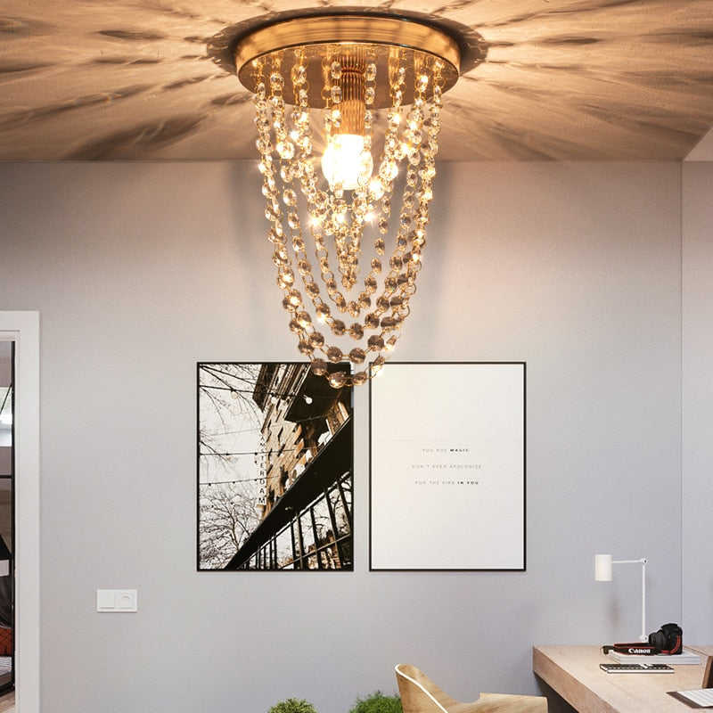 WCUS Srooch - Hanging Crystal Ceiling Light Sun Flower - Warmly Lights