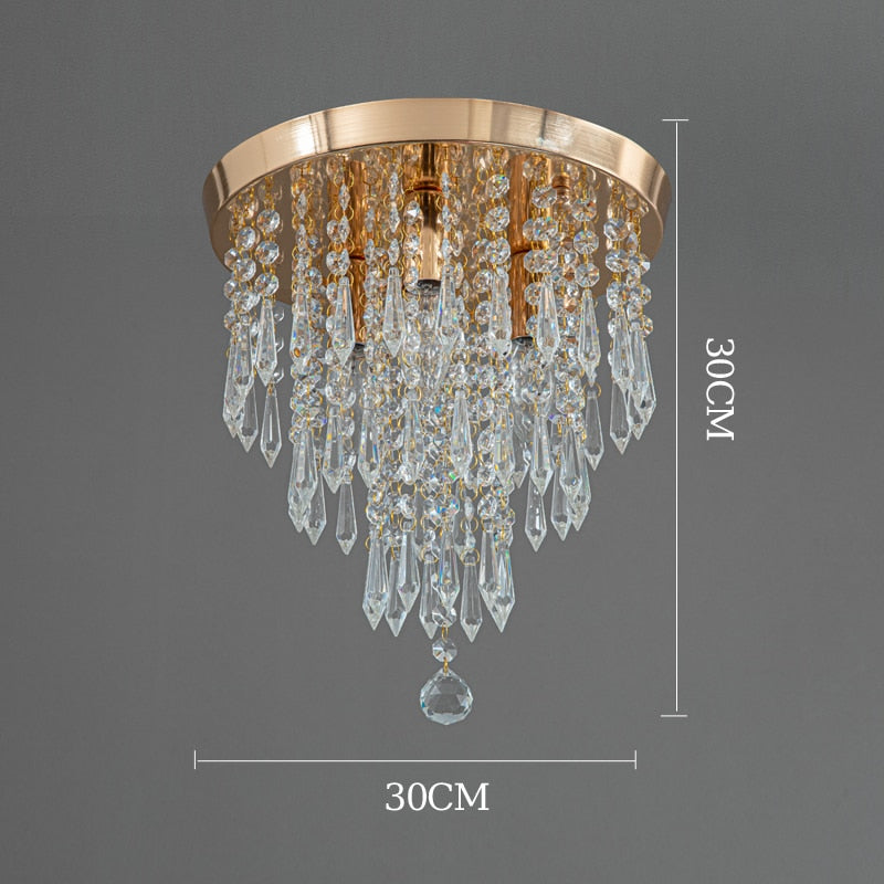 WCUS Golden Ceiling Light Hanging Crystal Ceiling Lamp - Warmly Lights