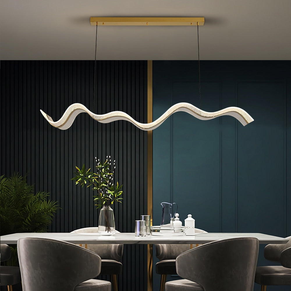 YLK LinVee Modern Luxury Wave design gold hanging light | Warmly Lights