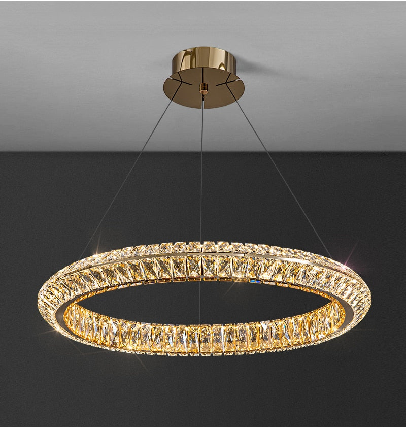 YLK Gloome - Modern luxury crystal chandelier ring design - Warmly Lights