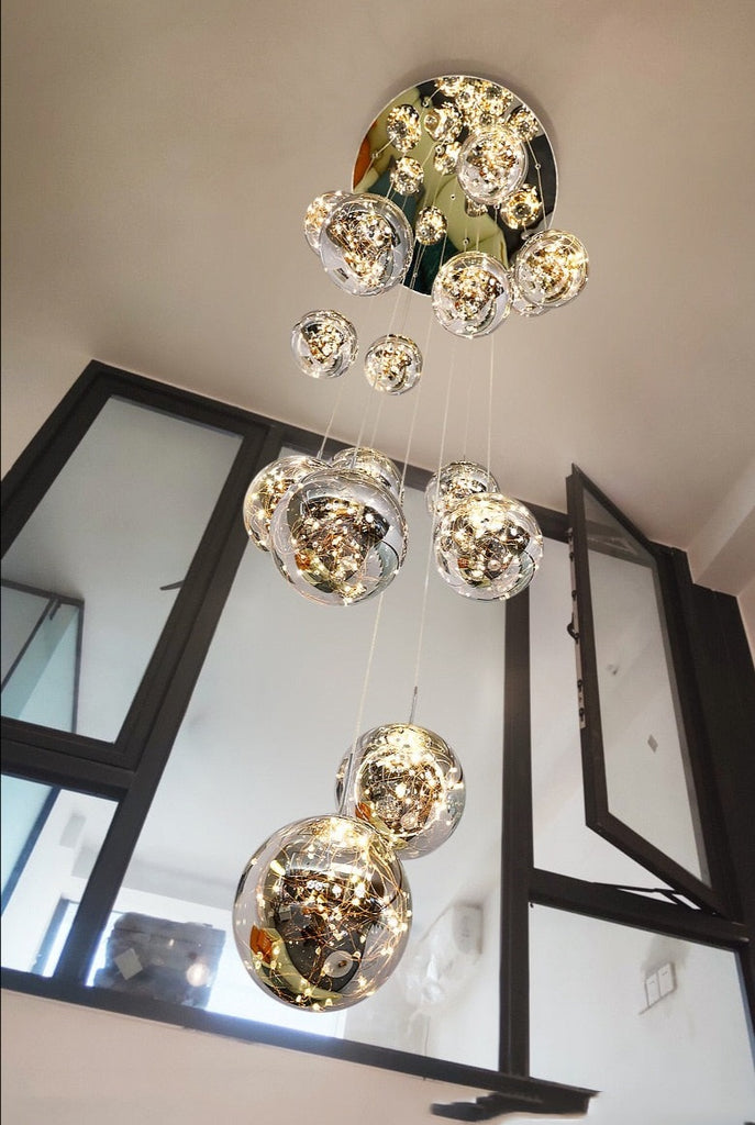 Yotal - Modern Led Chandelier Glass Ball - Warmly Lights