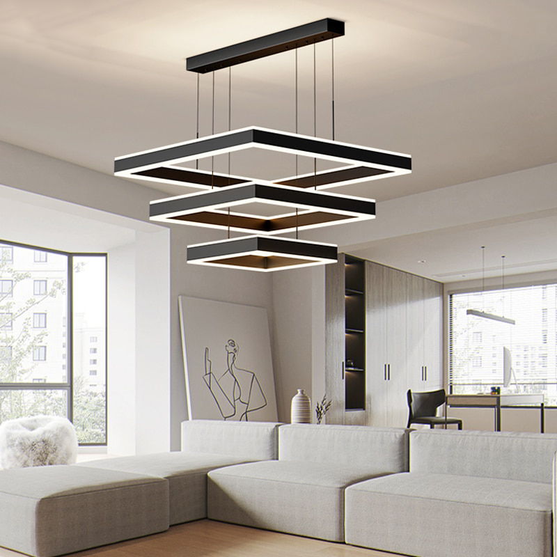 YLK Kare Modern led chandelier for living room luxury square design