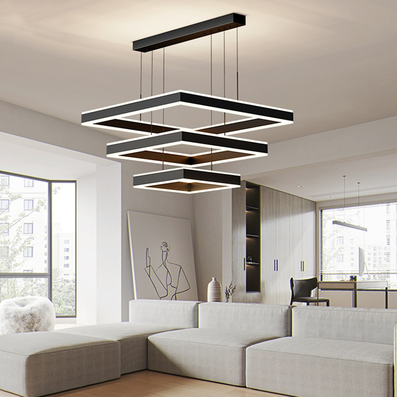 YLK Kare - Modern led chandelier for living room luxury square design - Warmly Lights