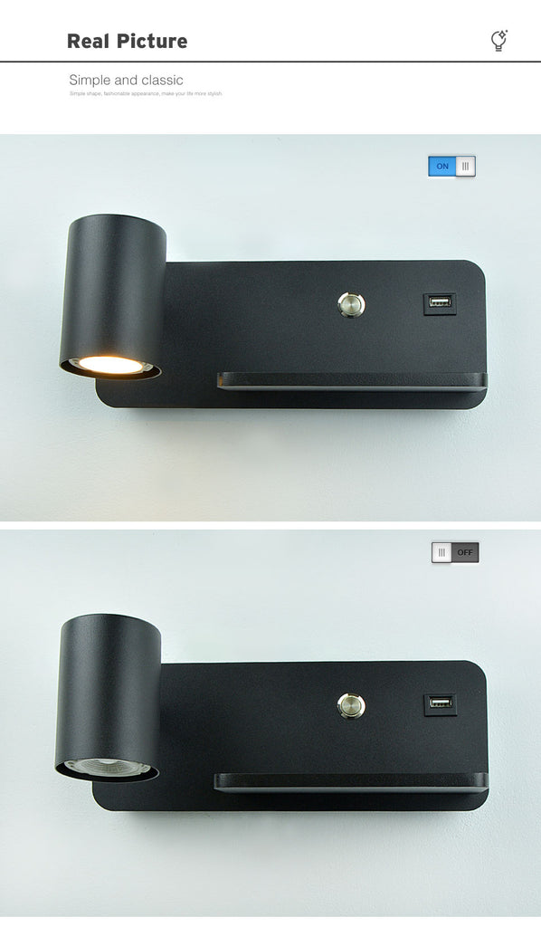 YoE Indoor USB And Wireless Charging Wall Light - Warmly Lights