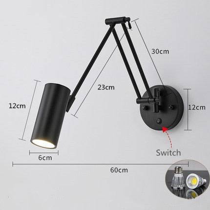 KIN Grace - Touch Sensor Wall Lights Adjustable Swing Long Arm - Warmly Lights