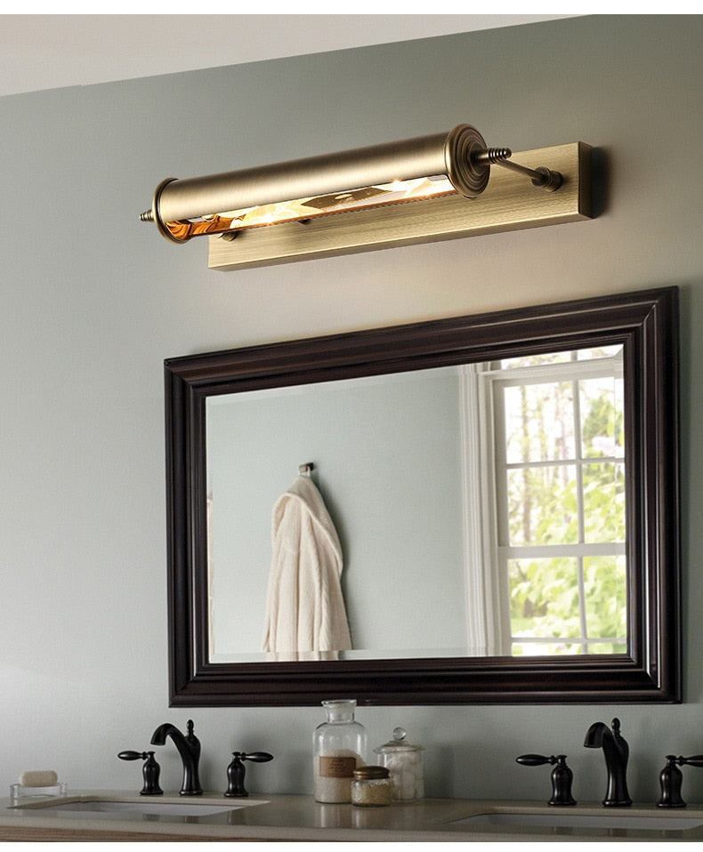 WCUS Vintage Bronze Bathroom Light Replaceable E14 Bulb - Warmly Lights