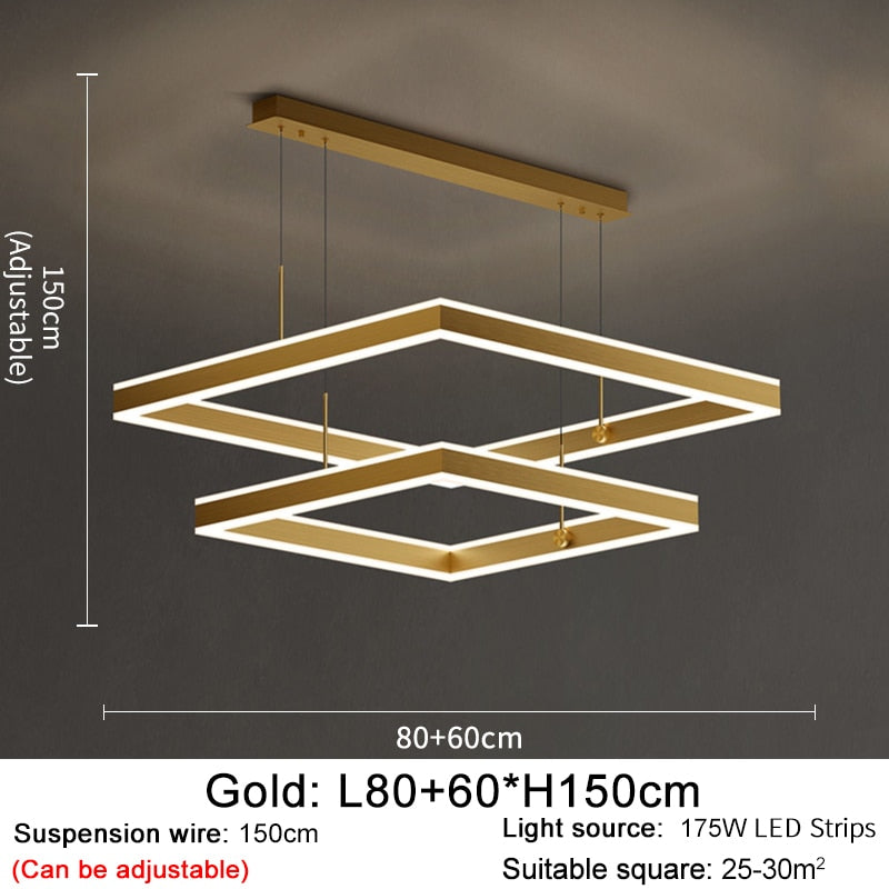 YLK Kare - Modern led chandelier for living room luxury square design - Warmly Lights