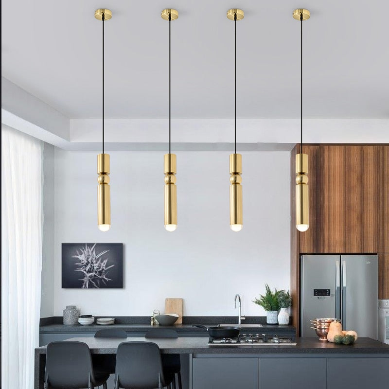 YLK Ballade - Modern Gold Luxury Single-light Pendant Light Kitchen Island Bar Led Hang Lamp - Warmly Lights