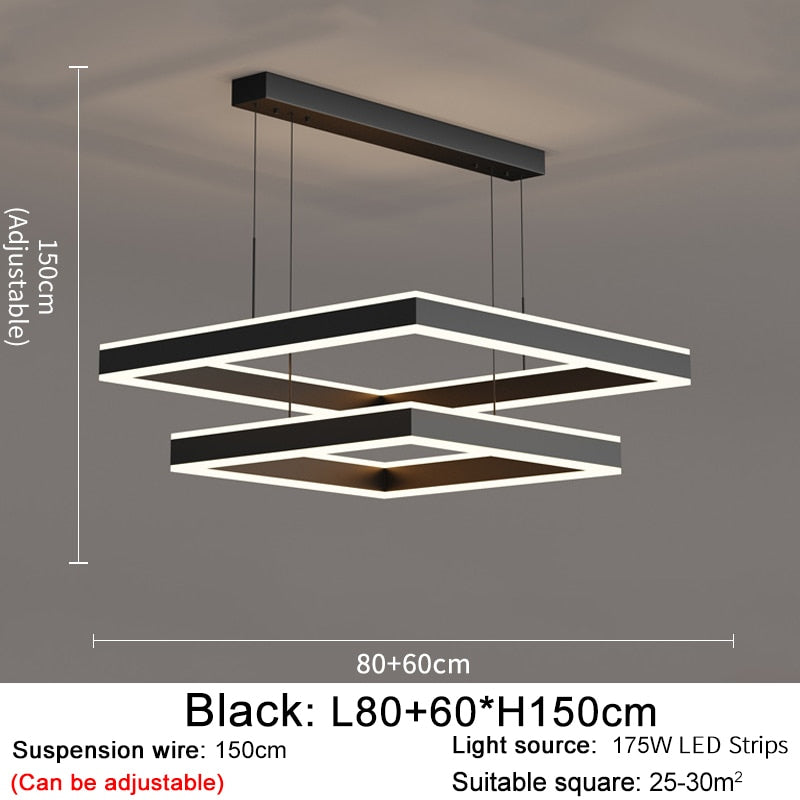 YLK Kare - Modern led chandelier for living room luxury square design - Warmly Lights