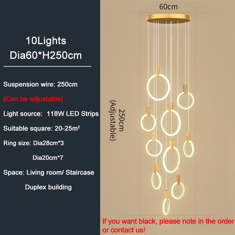 YLK Omishi - Rounded base Luxury modern acrylic chandelier for staircase large - Warmly Lights