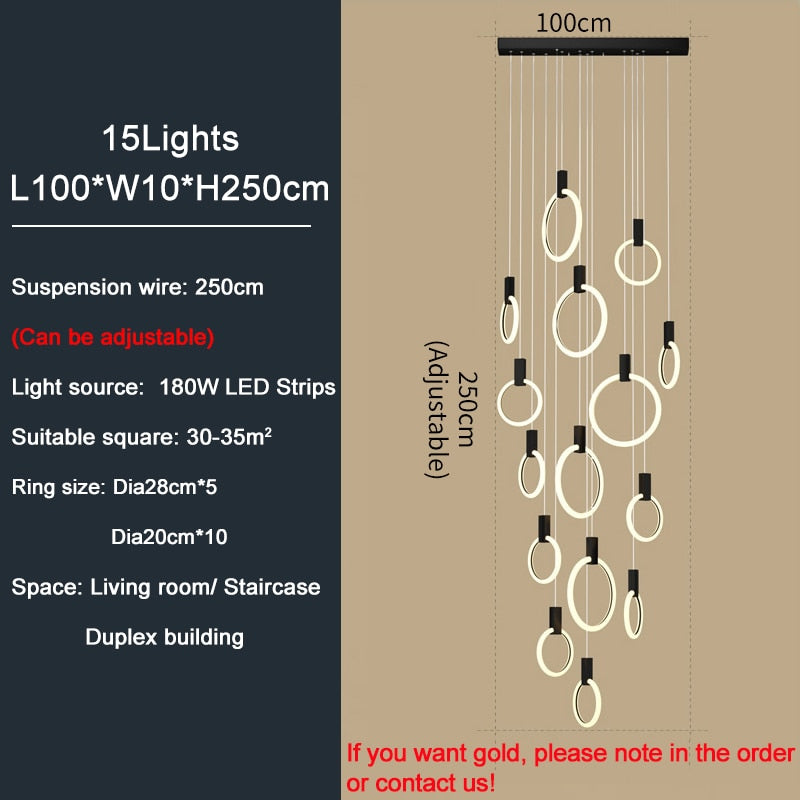 YLK Omishi - Rounded base Luxury modern acrylic chandelier for staircase large - Warmly Lights