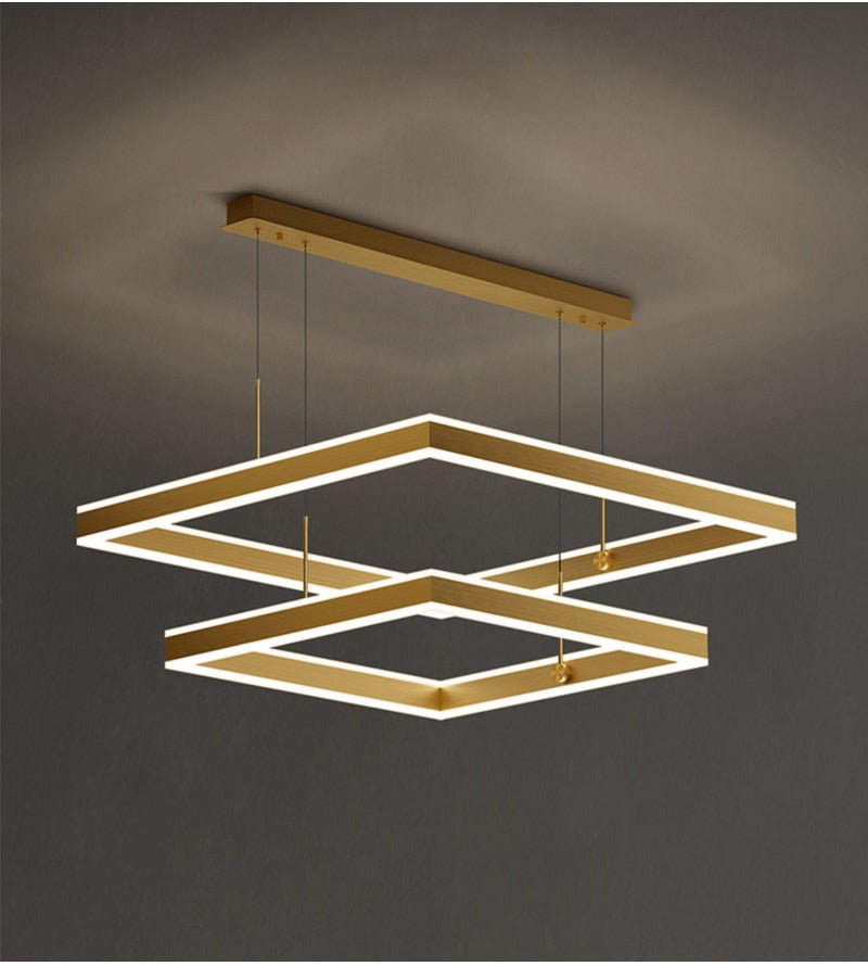 YLK Kare - Modern led chandelier for living room luxury square design - Warmly Lights