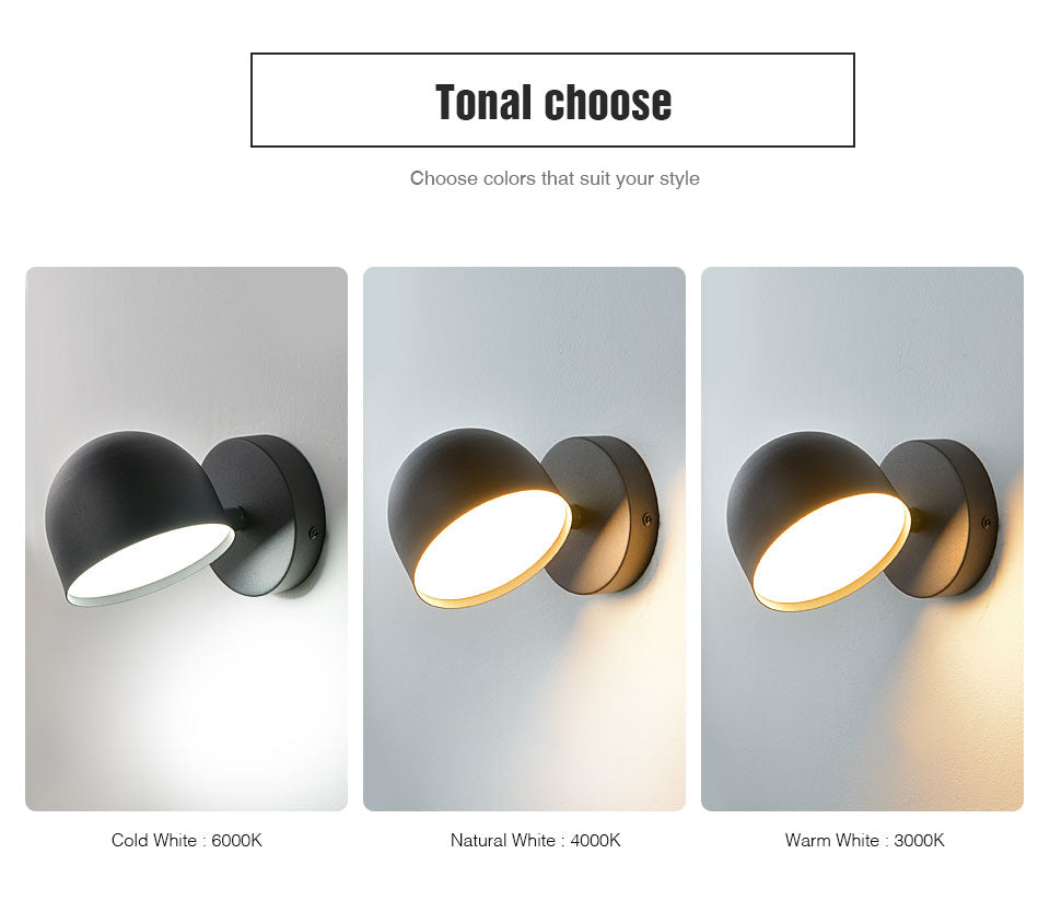 YoE 9W Smart Touch Stepless Dimming Wall Light 350° Rotatable - Warmly Lights