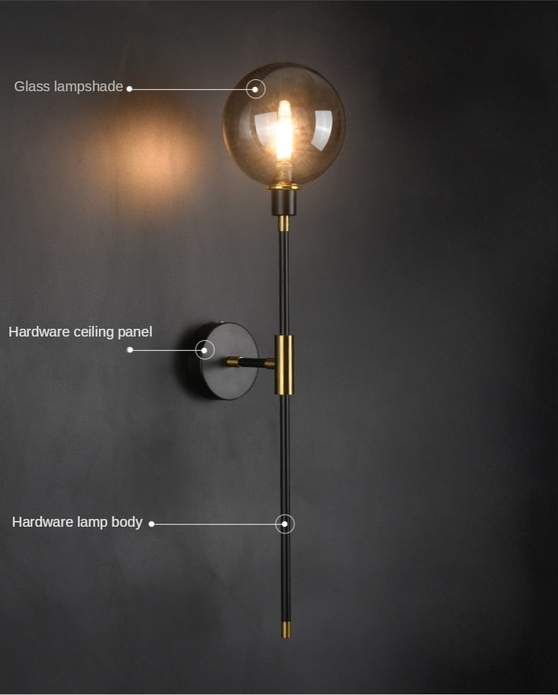 The Shadow - Modern Wall Light Glass Ball Led Nordic Aisle Corridor - Warmly Lights
