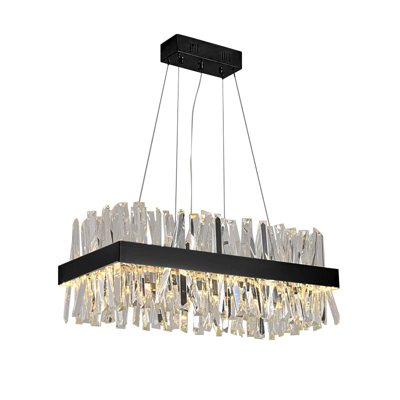YLK Modern Crystal Chandelier For Dining Room Rectangle Design - Warmly Lights