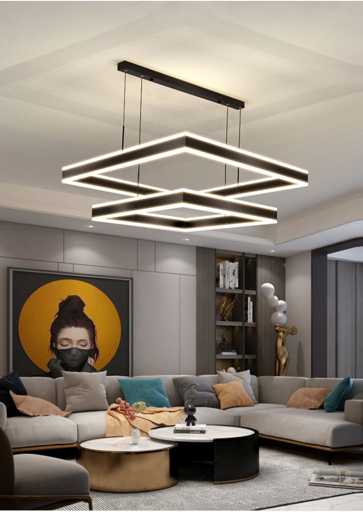 YLK Kare - Modern led chandelier for living room luxury square design - Warmly Lights