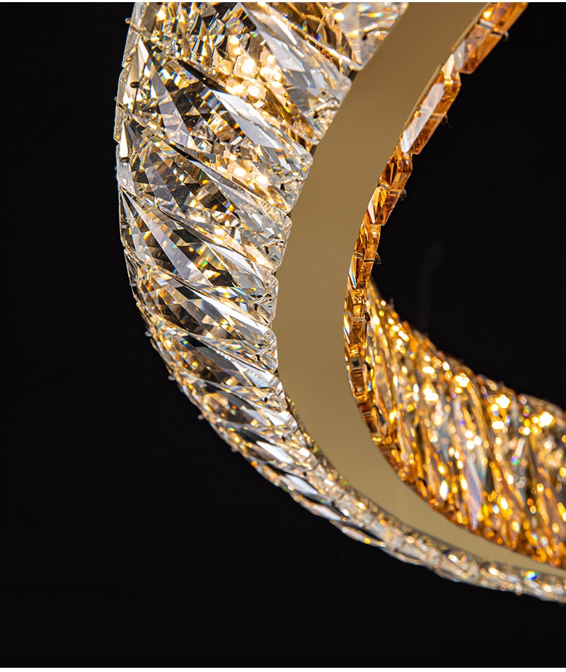 YLK Gloome - Modern luxury crystal chandelier ring design - Warmly Lights