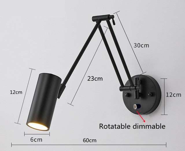 KIN Rotte - Dimmable Wall Lamp Folding Telescopic Switch - Warmly Lights