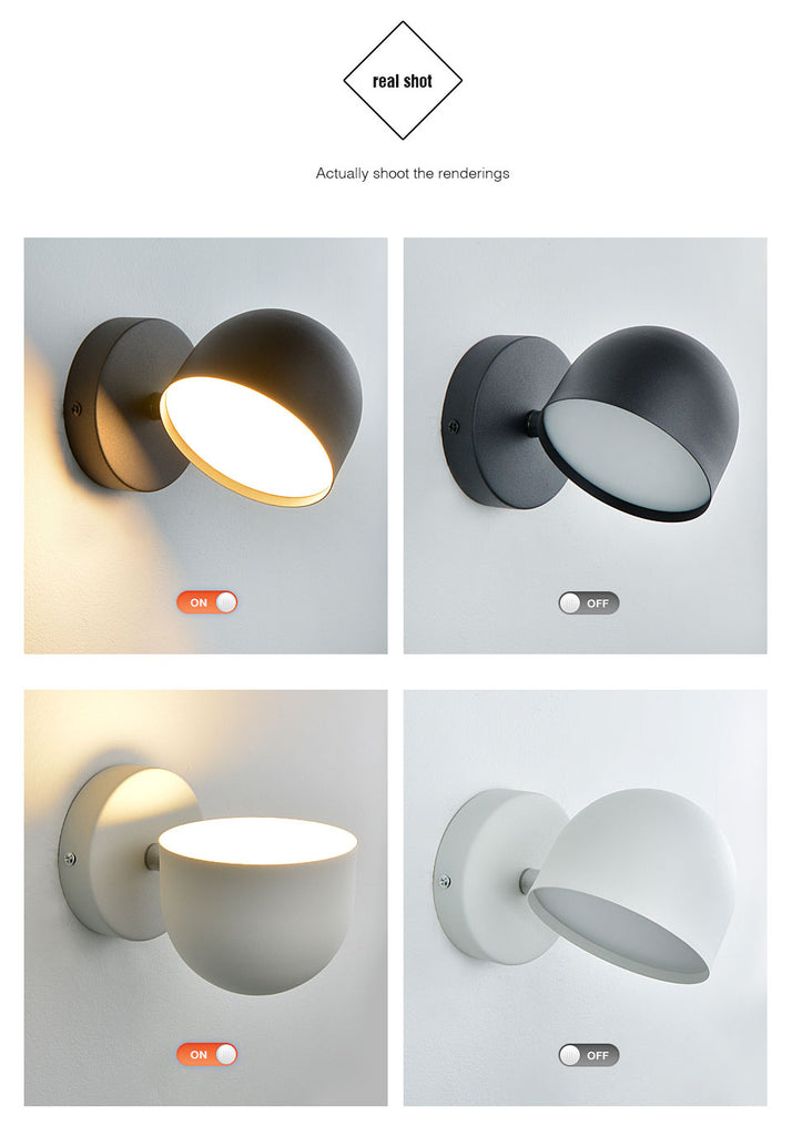 YoE 9W Smart Touch Stepless Dimming Wall Light 350° Rotatable - Warmly Lights