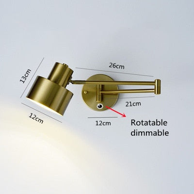 KIN Rotte - Dimmable Wall Lamp Folding Telescopic Switch - Warmly Lights