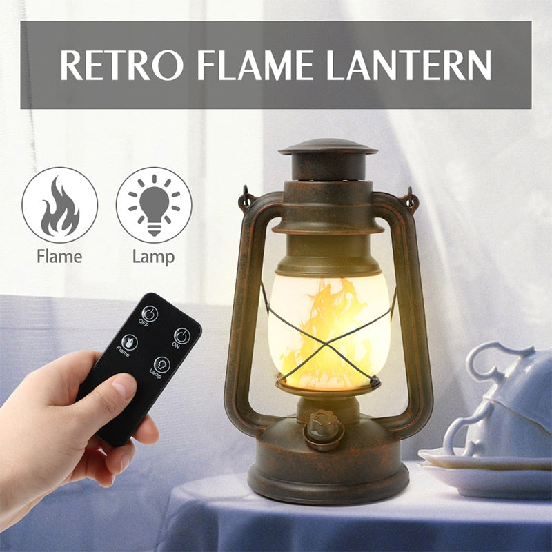 LED Remote Control Retro Flame Lamp - Warmly Lights