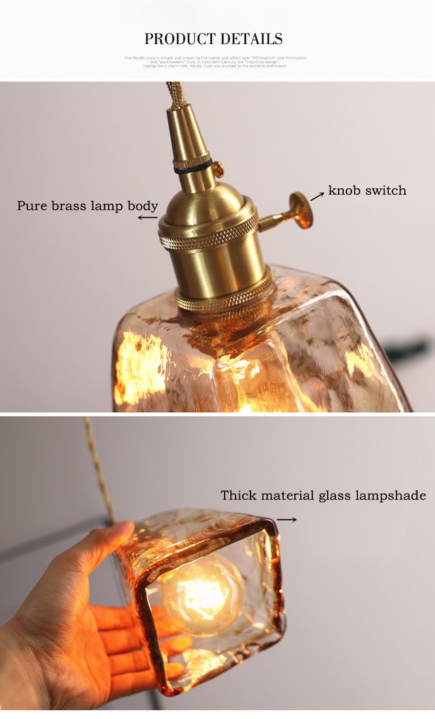 Oni - Nordic Modern Brass Glass Pendant lights - Warmly Lights